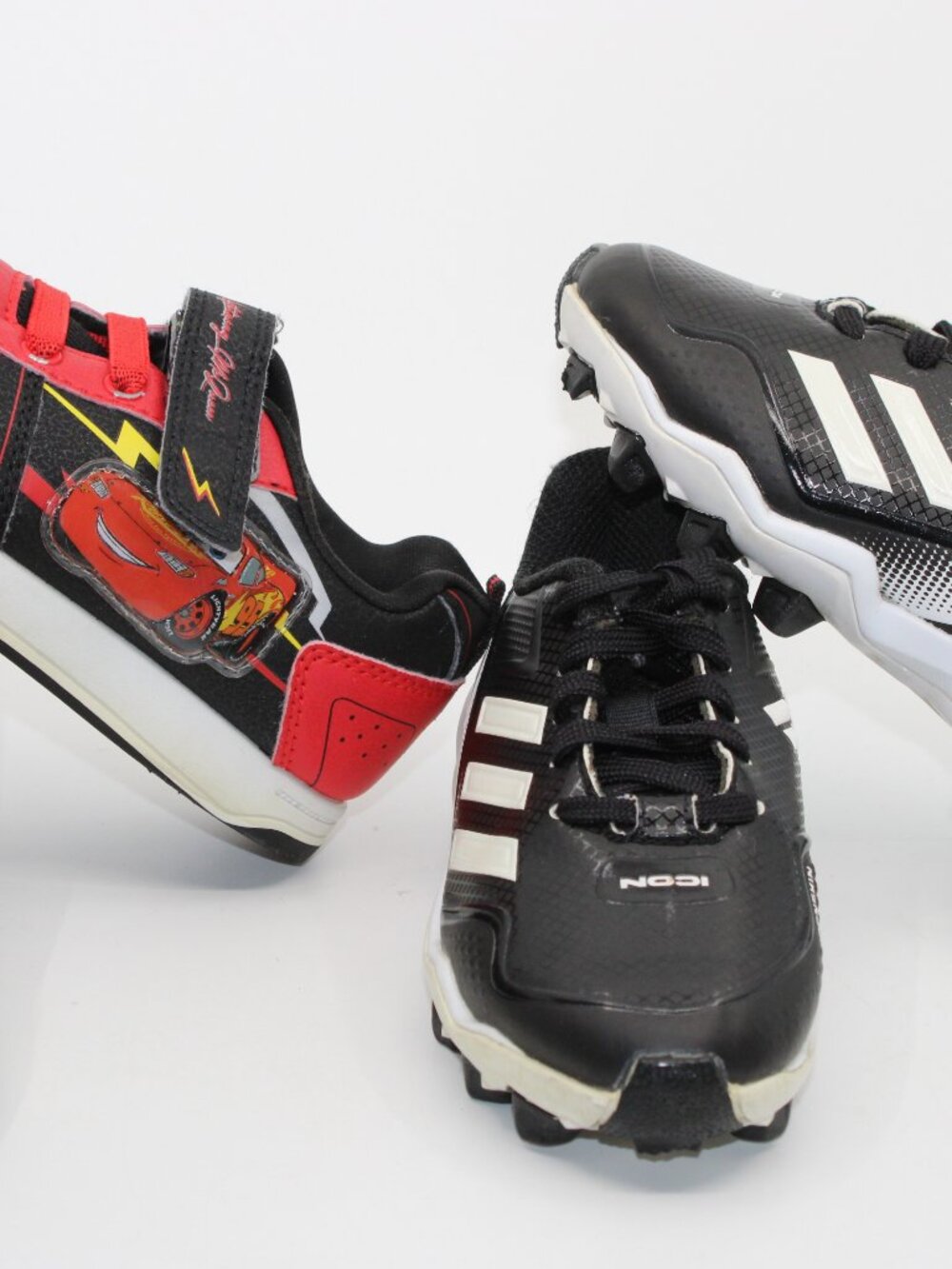 Adidas Baseball & Lightning McQueen Bundle of 2 Pairs S 10 Red Black Athletic